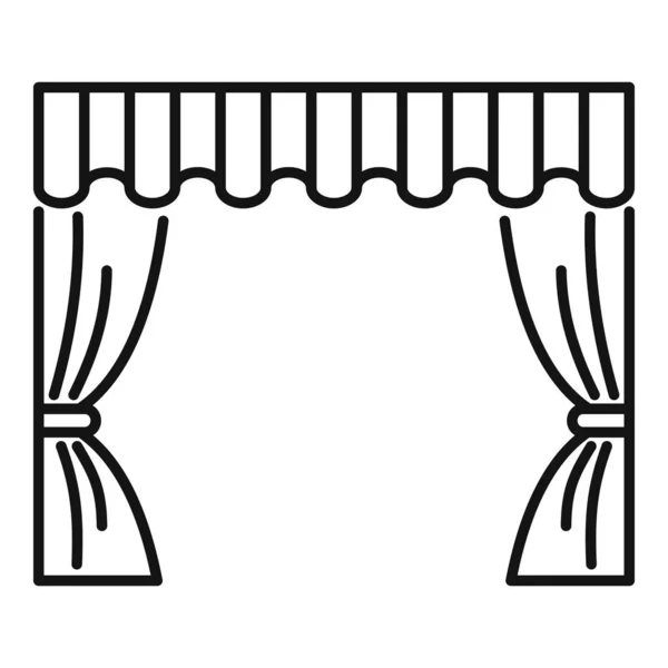 Icono de cortina de teatro contorno vector. Escenario ópera — Vector de stock