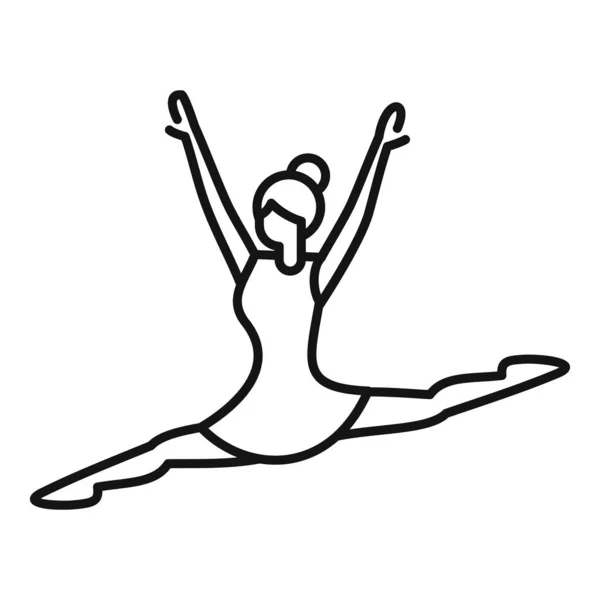 Ballerina jump icon outline vector. Ballet silhouette dance — Stock Vector