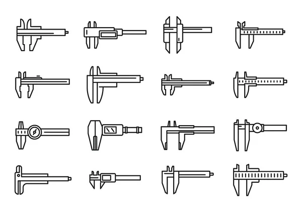 Calibrado calibradores iconos conjunto contorno vector. Dispositivo de control — Vector de stock