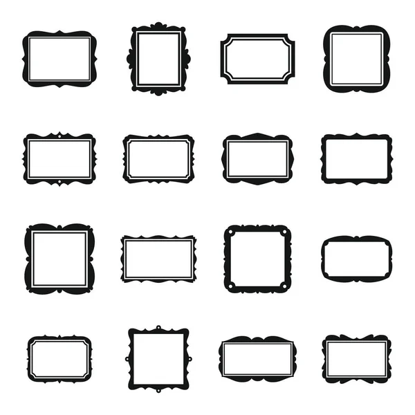 Photo Frame icons set simple vector. Picture ornate — Stock Vector