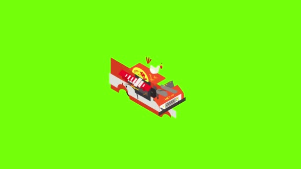 Анімація значка курячої вантажівки — стокове відео