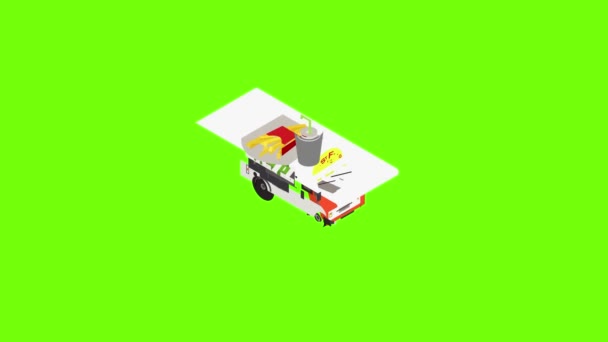 Animación icono camión de comida rápida — Vídeo de stock