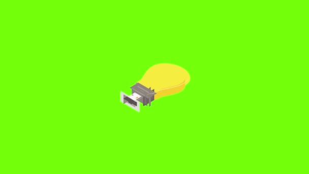 Bulb usb flash icon animation — Stock Video