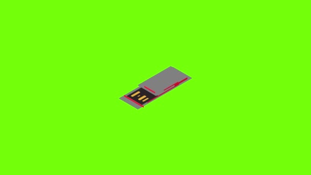 Красный USB Flash анимация значок — стоковое видео