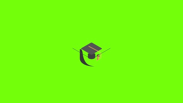 Graduate school zwart cap pictogram animatie — Stockvideo