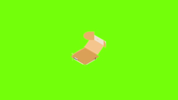 Öppen paketlåda ikon animation — Stockvideo