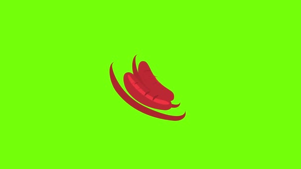 Carne fresca dos salchichas icono de animación — Vídeo de stock