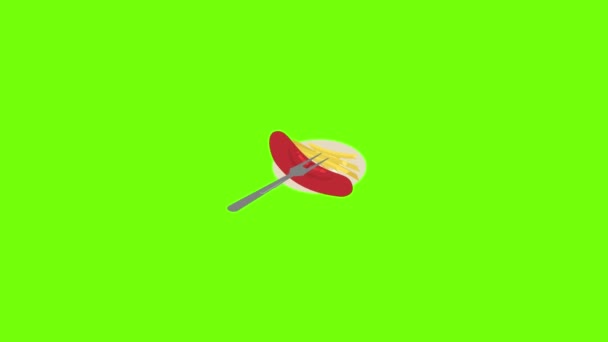 Animação de ícone de batata frita e salsicha — Vídeo de Stock