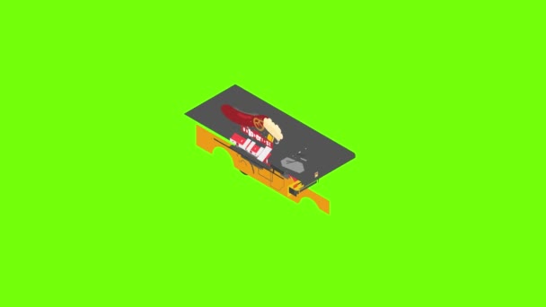 옥 토버 페스트 트럭 맥주와 음식 아이콘 애니메이션 — 비디오