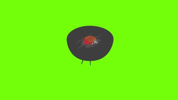Comida en bbq stand icono de animación — Vídeo de stock