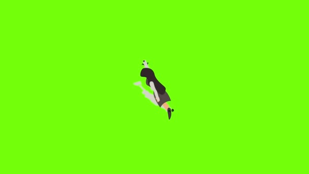 Mujer volar a la animación icono de compras — Vídeo de stock