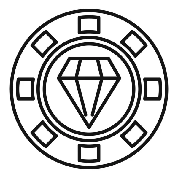 Diamond token ícone contorno vetor. Qualidade do crachá —  Vetores de Stock
