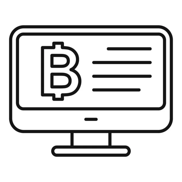 Bitcoin monitor icono contorno vector. Moneda Crypto moneda — Archivo Imágenes Vectoriales