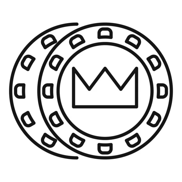 Crown token chips icon outline vector. Casino poker — Stock Vector