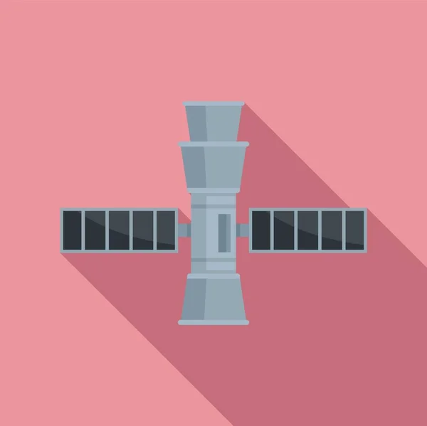Digital space station icon flat vector. Space game door — Stok Vektör