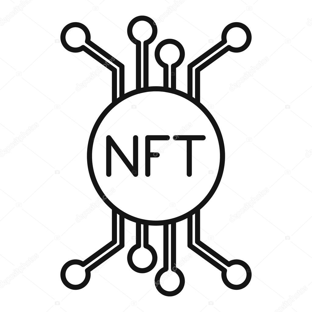 Nft icon outline vector. Token blockchain