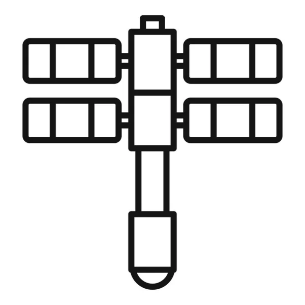 Pictograma stației spațiale solare conturează vectorul. Stația Internațională Astronautică — Vector de stoc