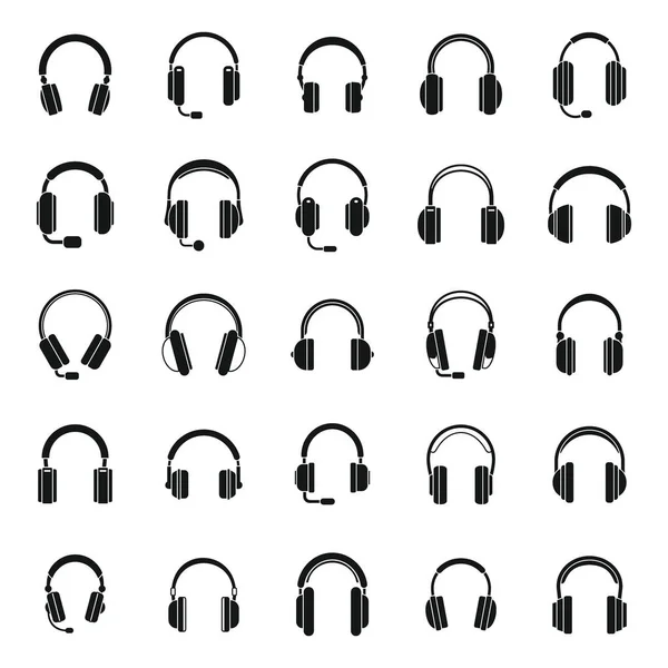 Headset accessory icons set simple vector. Audio cable headset — Stockvektor