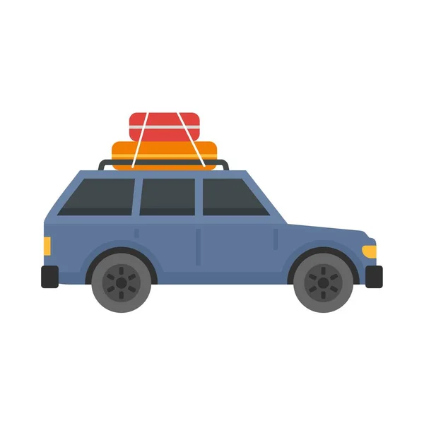 Travel car icon flat isolated vector — Stok Vektör