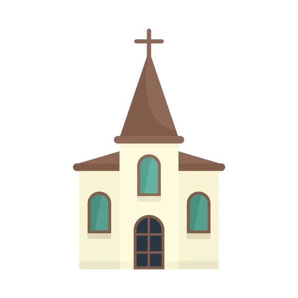 Иконка деревянной церкви плоский изолированный вектор — стоковый вектор