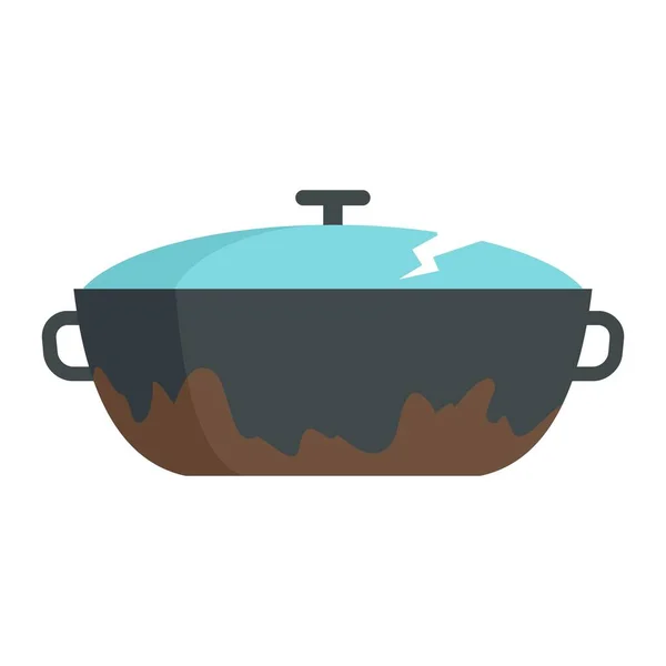 Broken kitchen pot icon flat isolated vector — Stock Vector