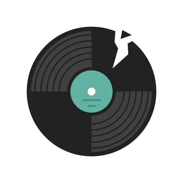 Broken vinyl disc icon flat isolated vector — Stockvektor