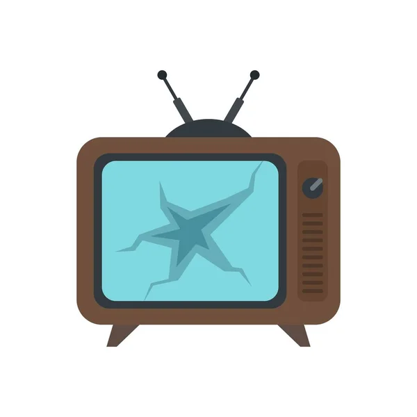 Gebroken tv-set pictogram platte geïsoleerde vector — Stockvector