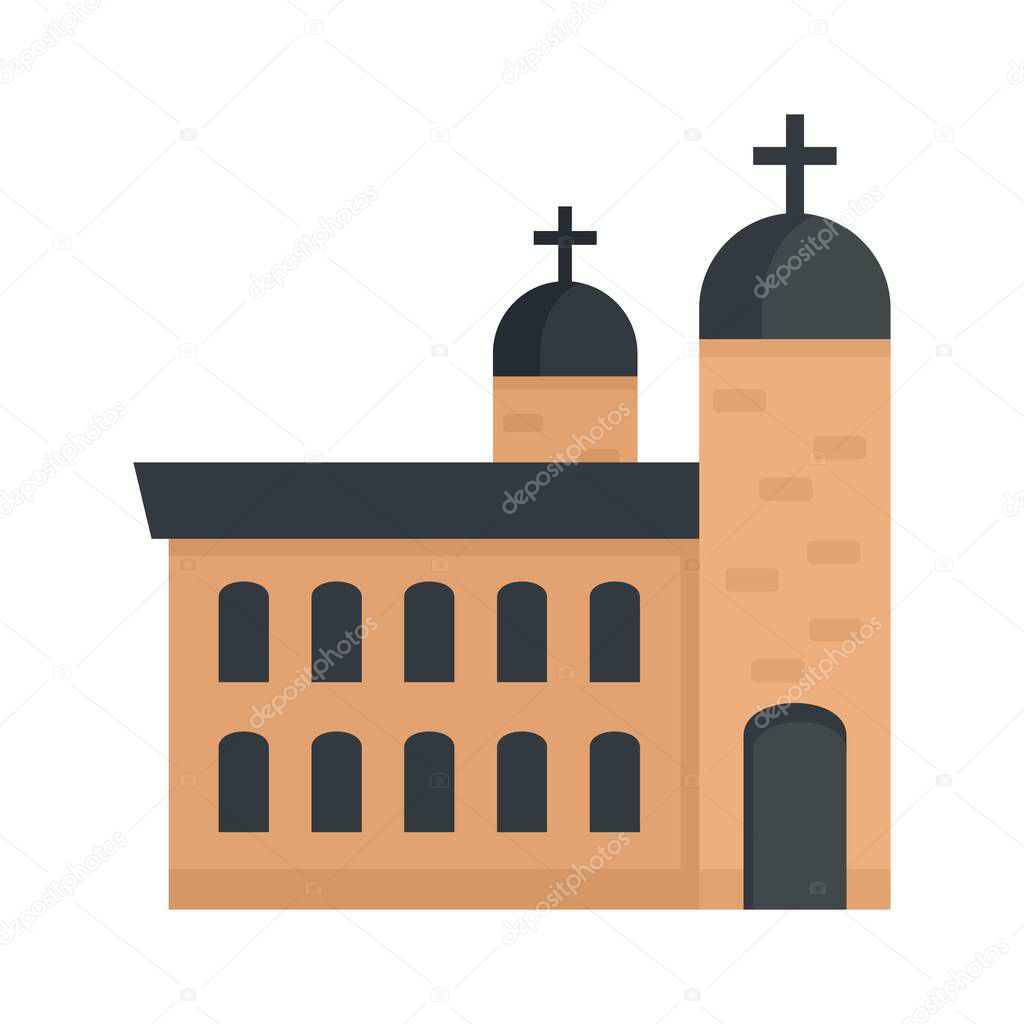 Brick church icon flat isolated vector