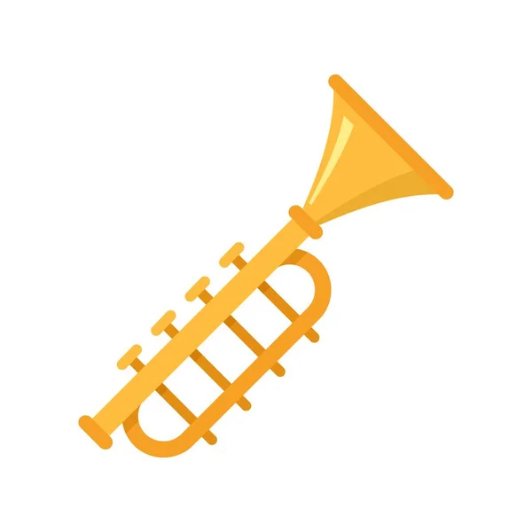 Ícone de trompete de ouro vetor isolado plano — Vetor de Stock
