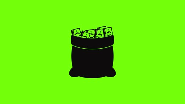 Big bag geld pictogram animatie — Stockvideo