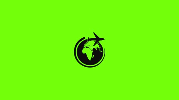 Plane on earth icon animation — ストック動画