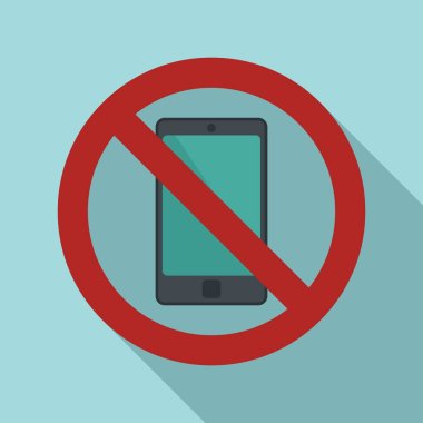 Restricted phone icon flat vector. Turn off smartphone clipart