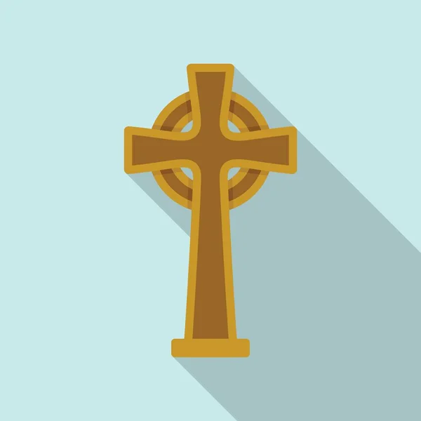 Irish cross icon flat vector. Celtic symbol — Stockvektor