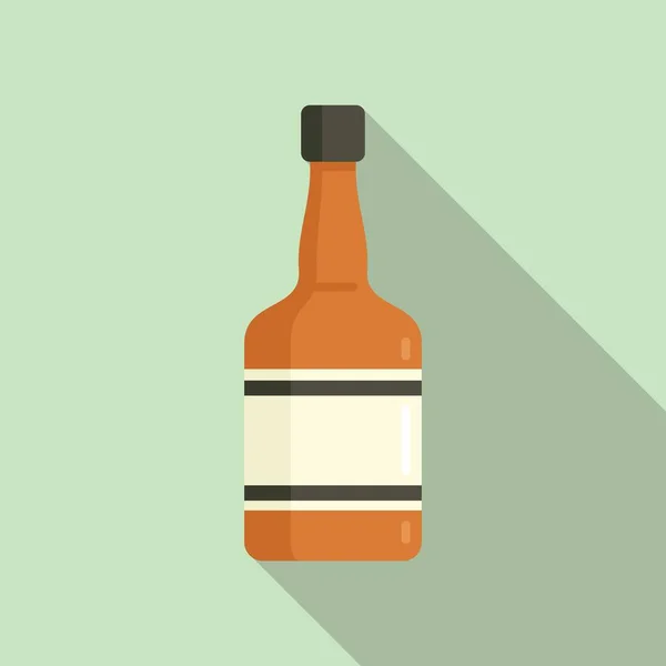 Whiskey bottle icon flat vector. Alcohol glass bottle — Stock Vector