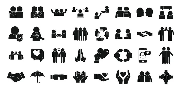 Trust icons set simple vector. People team — Stock vektor