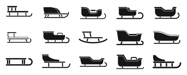 Santa sleigh icons set simple vector. Gift transport — Image vectorielle