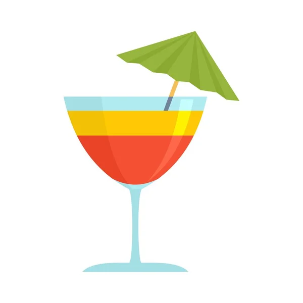 Ícone cocktail praia vetor isolado plana — Vetor de Stock