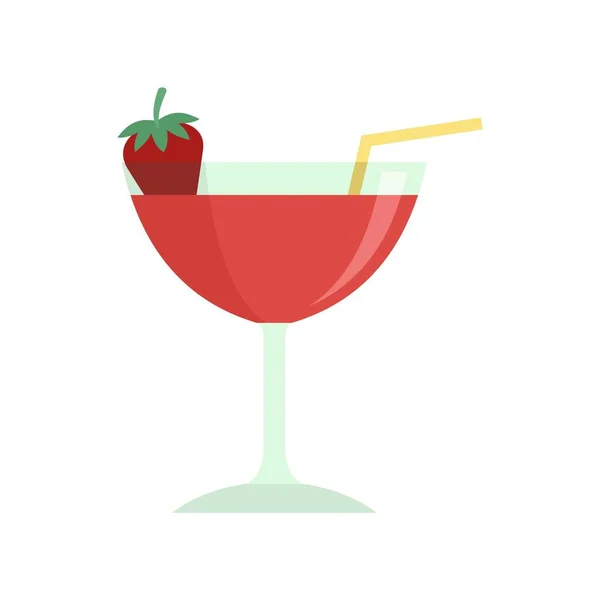 Aardbei cocktail pictogram platte geïsoleerde vector — Stockvector