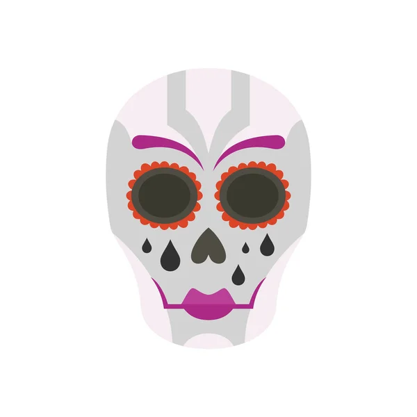 Mujer mexicana cráneo icono plano aislado vector — Vector de stock