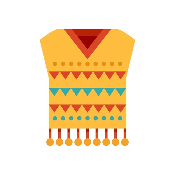 Poncho mexicano icono plano aislado vector — Vector de stock