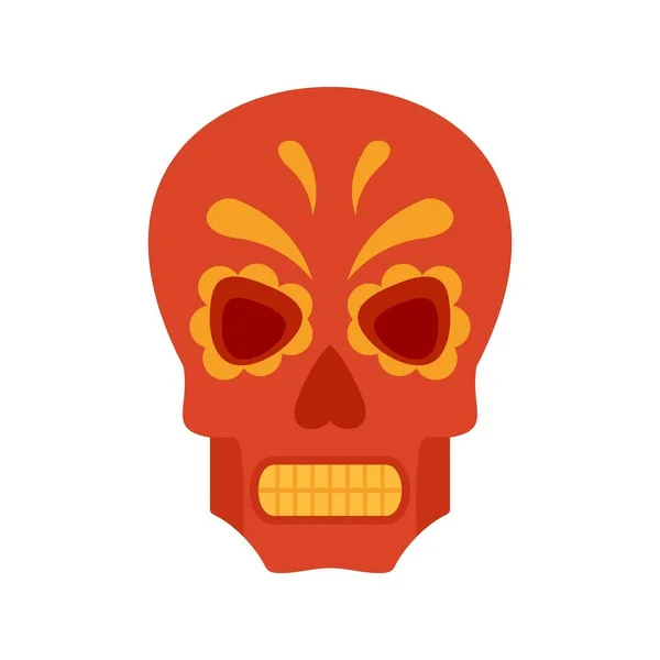 Mexikanische Totenkopf-Ikone Halloween flacher isolierter Vektor — Stockvektor