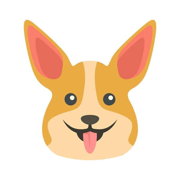 Boldog corgi kutya ikon lapos elszigetelt vektor — Stock Vector