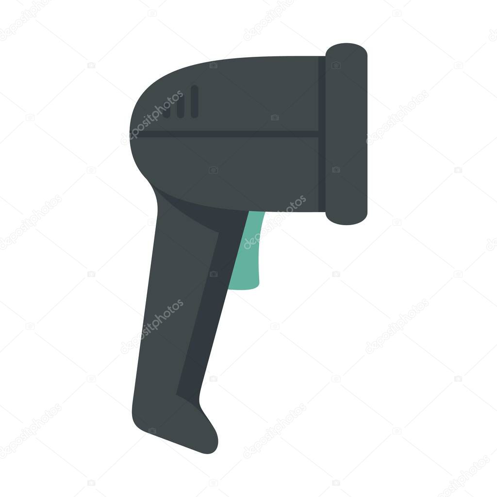 Small barcode scanner icon flat isolated vector