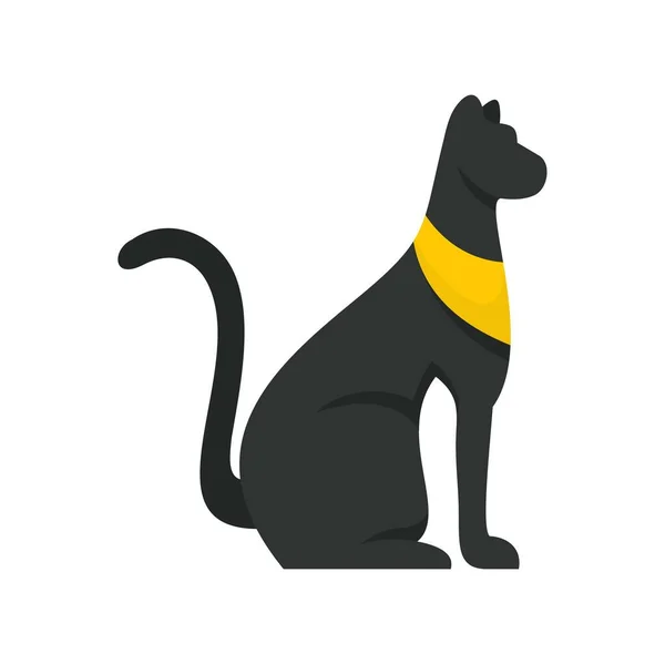 Siyah Mısırlı kedi simgesi düz izole edilmiş vektör — Stok Vektör
