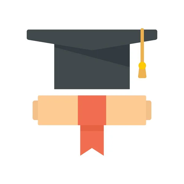 Graduación sombrero diploma icono plano aislado vector — Vector de stock