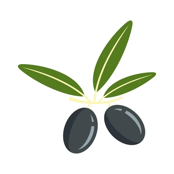 Černá řecká olivová ikona plochý izolovaný vektor — Stockový vektor