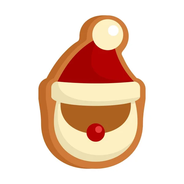 Pan de jengibre icono de santa plana aislado vector — Vector de stock