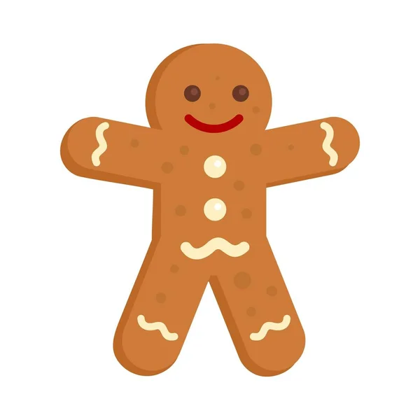 Gingerbread man icon flat isolated vector — Stock Vector