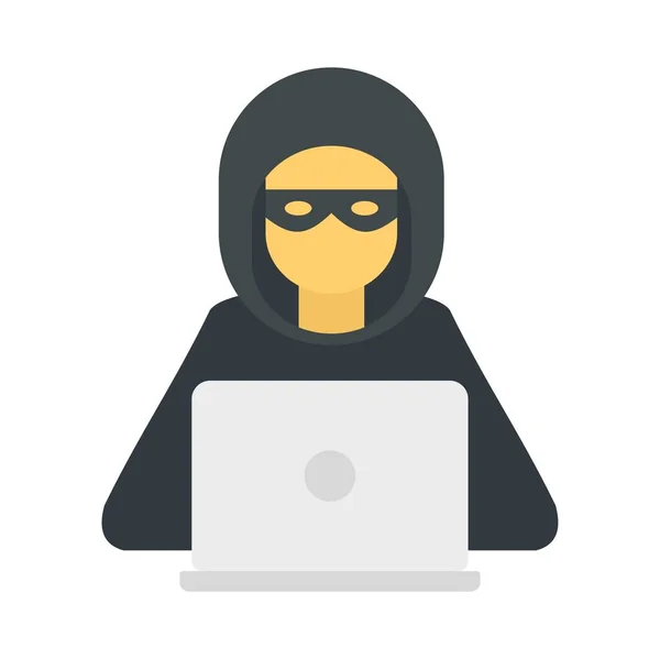 Hacker hombre icono plano aislado vector — Vector de stock