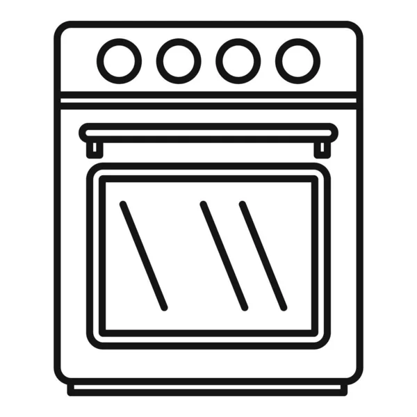 Vecteur de contour du four à convection avant. Cuisinière électrique — Image vectorielle